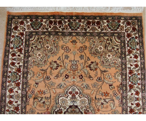 Awesome Floral Medallion Area Rug Hand Knotted Silk Wool Carpet (6 x 4)'