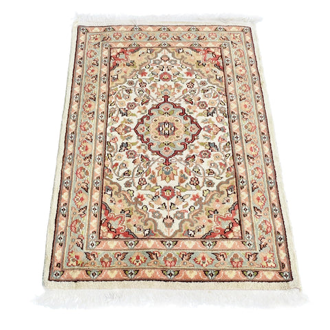 Al Ahmedani Linen Floral Medallion Wonderful Design Rectangle Hand Knotted Area Rug Home Decor Wool Silk Indoor Carpet (4.2 x 2.6)'