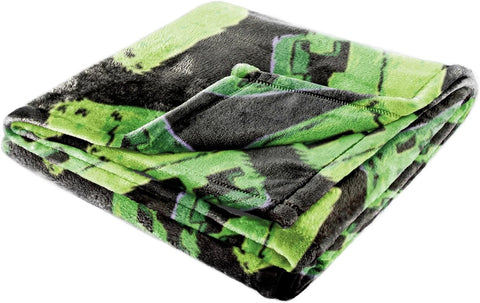 Black Minecraft Creeper Kids Plush Throw Blanket Soft & Comfy Fluffy 46x60 Inche