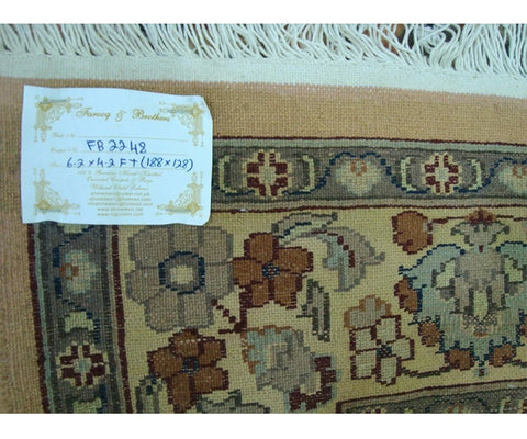 Awesome Floral Medallion Area Rug Hand Knotted Silk Wool Carpet (6 x 4)'