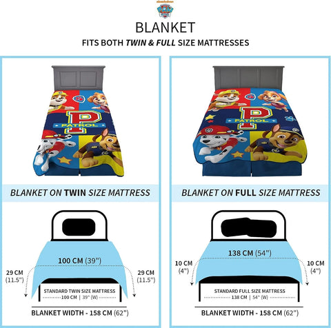 Paw Patrol Franco Kids Ultra Soft Micro Raschel Blanket 62 x 90 in