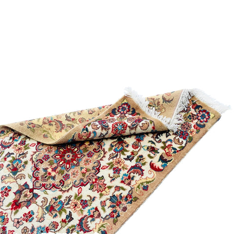 Al Ahmedani Linen Floral Medallion Wonderful Design Rectangle Hand Knotted Area Rug Home Decor Wool Silk Indoor Carpet (4.3 x 2.6)'