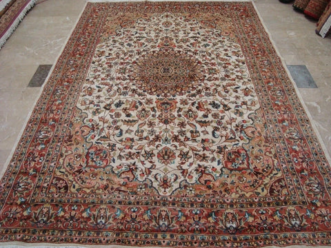 Exclusive Moon Medallion Floral Oriental Area Rug Hand Knotted Wool Silk Carpet (9 x 6)'