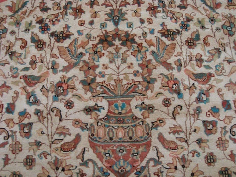 Awesome Tree of Life Birds Floral Oriental Area Rug Hand Knotted Wool Silk Carpet (9 x 6)'
