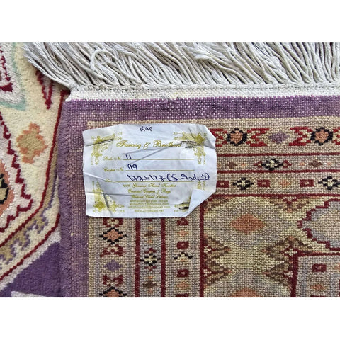 Al Ahmedani Linen Lilac Purple Kafkazi Rectangle Area Rug Wonderful Design Wool Silk Hand Knotted Home Decor Indoor Carpet (5.9 x 4.2)'