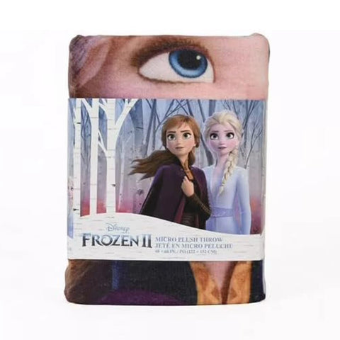 Disney Frozen II Anna Elsa Micro Plush Throw Super Soft Plush Blanket for Kids