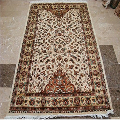 Exclusive Floral Medallion Allover Rectangle Area Rug Hand Knotted Wool Silk Carpet (6 x 4)'
