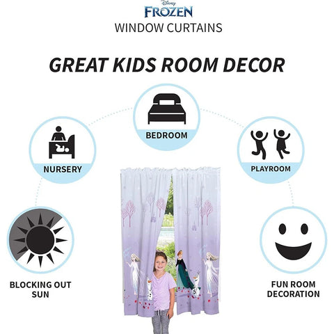 Frozen 2 Element Dance Window Curtain Panels for Kids Room - 41" (W) x 63" (L) - 2 Panels
