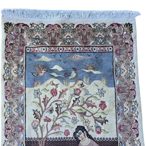 Al Ahmedani Linen Umre Khayam Rectangle Area Rug Wonderful Design Wool Silk Hand Knotted Home Decor Indoor Carpet (5.7 x 3.2)'