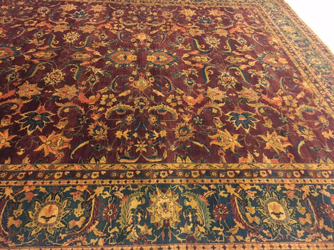 Ahmedani Linen Excellent Designed Bijare Rectangle Area Rugs Hand Knotted Oriental Hand Spun Ghazni Wool Carpet (12 x 18)'