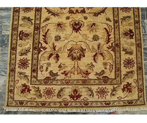 AHMEDANI Wonderful Chobi Zeiglar Mahal Rectangle Rug Wool Hand Knotted Carpet (4.11 X 3.2)'