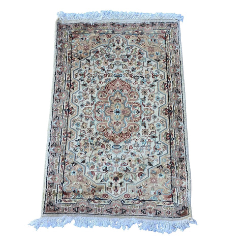 Al Ahmedani Linen Floral Medallion Rectangle Area Rug Hand Knotted Wonderful Design Wool Silk Home Decor Indoor Carpet (3.1 x 2.1)'