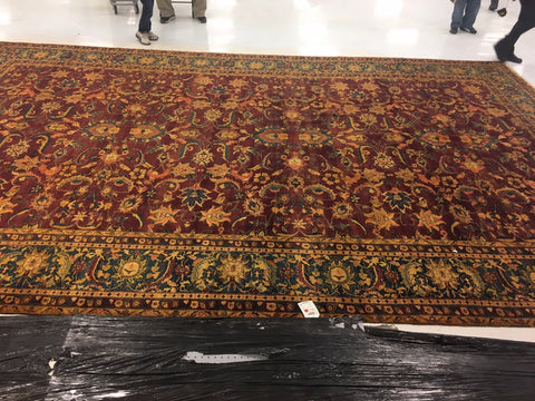 Ahmedani Linen Excellent Designed Bijare Rectangle Area Rugs Hand Knotted Oriental Hand Spun Ghazni Wool Carpet (12 x 18)'