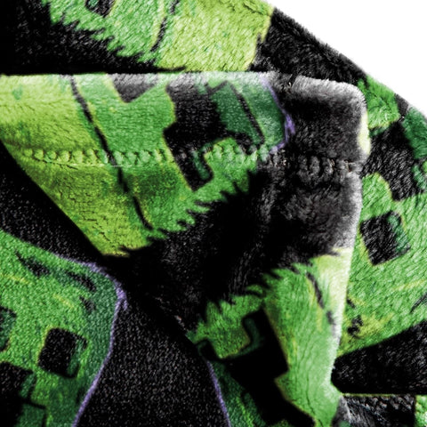 Black Minecraft Creeper Kids Plush Throw Blanket Soft & Comfy Fluffy 46x60 Inche