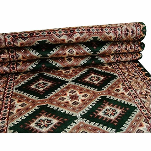 Awesome Dark Green Jaldar Hand Knotted Wool Silk Carpet Runner Rug (14.6 x 2.5)'