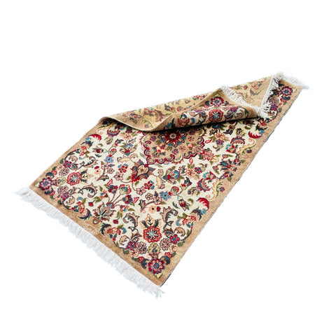 Al Ahmedani Linen Floral Medallion Wonderful Design Rectangle Hand Knotted Area Rug Home Decor Wool Silk Indoor Carpet (4.2 x 2.7)'