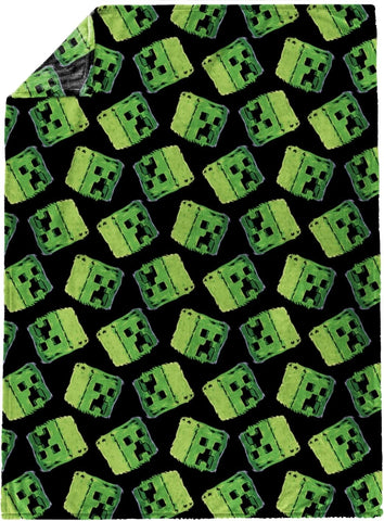 Black Minecraft Creeper Kids Plush Throw Blanket Soft & Comfy Fluffy 46x60 Inche