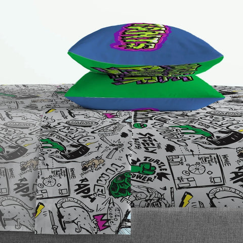 TMNT 4 Pcs Kids Twin Bed in a Bag - Comforter, Bed Sheets, and Pillowcase