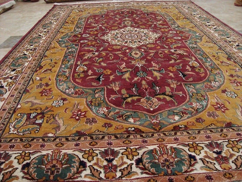 Love Medallion Floral Oriental Area Rug Hand Knotted Wool Silk Carpet (9 x 6)'