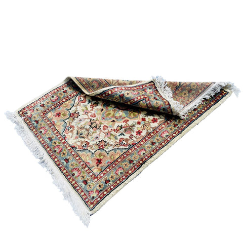 Al Ahmedani Linen Floral Medallion Rectangle Hand Knotted Wonderful Design Area Rug Home Decor Wool Silk Indoor Carpet (2.8 x 2.0)'