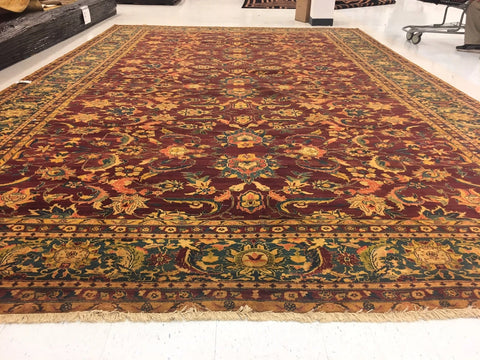 Ahmedani Linen Excellent Designed Bijare Rectangle Area Rugs Hand Knotted Oriental Hand Spun Ghazni Wool Carpet (12 x 18)'