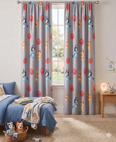 Bluey Kids Window Panel Drapes – Decorative Curtain Panels for Bedroom