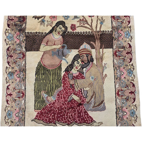 Al Ahmedani Linen Umre Khayam Rectangle Area Rug Wonderful Design Wool Silk Hand Knotted Home Decor Indoor Carpet (5.6 x 3)'