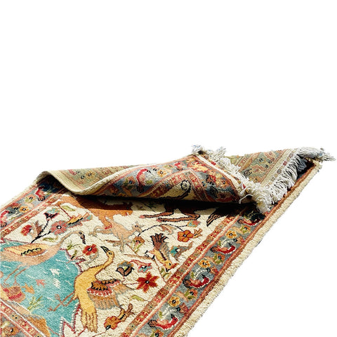Al Ahmedani Linen Hunting Tree of Life Wonderful Design Rectangle Hand Knotted Area Rug Home Decor Wool Silk Indoor Carpet (3.4 x 2.1)'