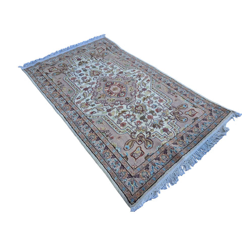 Al Ahmedani Linen Floral Medallion Rectangle Hand Knotted Area Rug Wonderful Design Home Decor Wool Silk Indoor Carpet (5.1 x 3.2)'