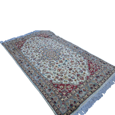 Al Ahmedani Linen Floral Medallion Rectangle Hand Knotted Area Rug Wonderful Design Home Decor Wool Silk Indoor Carpet (5.0 x 3.0)'