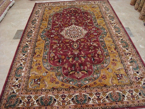 Love Medallion Floral Oriental Area Rug Hand Knotted Wool Silk Carpet (9 x 6)'