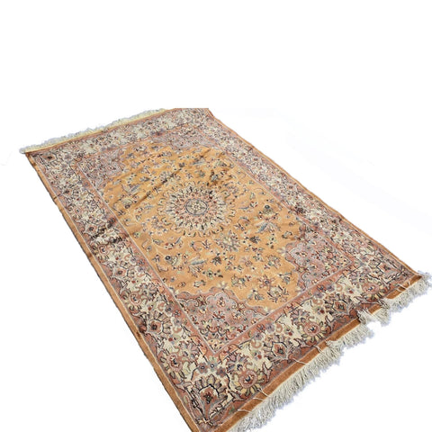 Al Ahmedani Linen Sun Floral Rectangle Area Rug Wonderful Design Wool Silk Hand Knotted Home Decor Indoor Carpet (6.3 x 4.2)'
