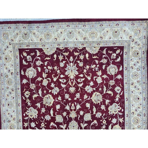 Al Ahmedani Linen Red Floral Double Knot Wool Rectangle Area Rug Wonderful Design Hand Knotted Home Decor Indoor Carpet (7.10 x 4.6)'