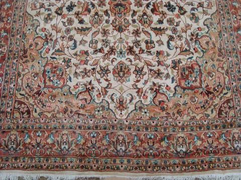 Exclusive Moon Medallion Floral Oriental Area Rug Hand Knotted Wool Silk Carpet (9 x 6)'