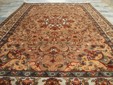 AHMEDANI Floral Ivory Touch Medallion Gorgeous Designed Rectangle Area Rugs Hand Knotted Wool Silk Carpet (6 X 4)'