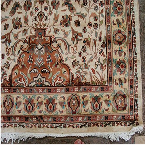 Exclusive Floral Medallion Allover Rectangle Area Rug Hand Knotted Wool Silk Carpet (6 x 4)'