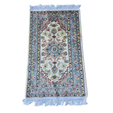 Al Ahmedani Linen Floral Medallion Rectangle Area Rug Wonderful Design Wool Silk Hand Knotted Home Decor Indoor Carpet (3.2 x 1.11)'