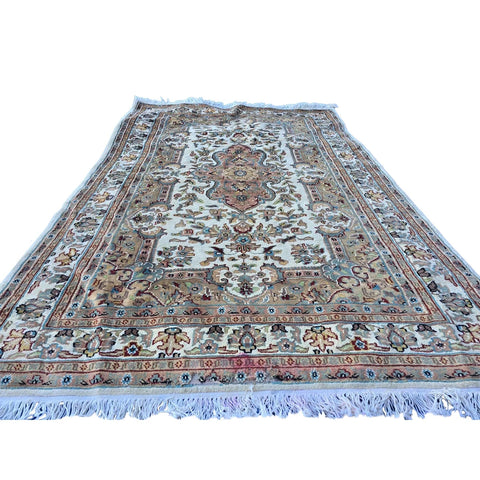 Al Ahmedani Linen Sarafian Floral Rectangle Area Rug Wonderful Design Wool Silk Hand Knotted Home Decor Indoor Carpet (6.1 x 4.1)'