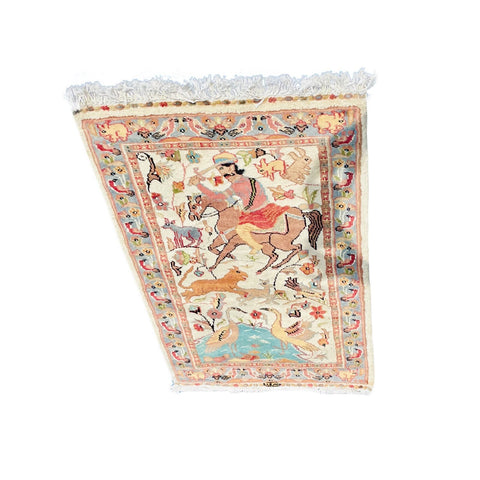 Al Ahmedani Linen Hunting Tree of Life Wonderful Design Rectangle Hand Knotted Area Rug Home Decor Wool Silk Indoor Carpet (3.4 x 2.1)'