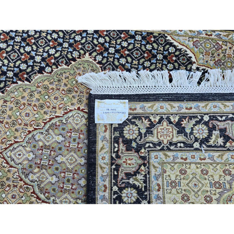 Al Ahmedani Linen Black Tabrez Mahi Double Knot Wool Rectangle Hand Knotted Area Rug Wonderful Design Home Decor Indoor Carpet (6.5 x 4.1)'