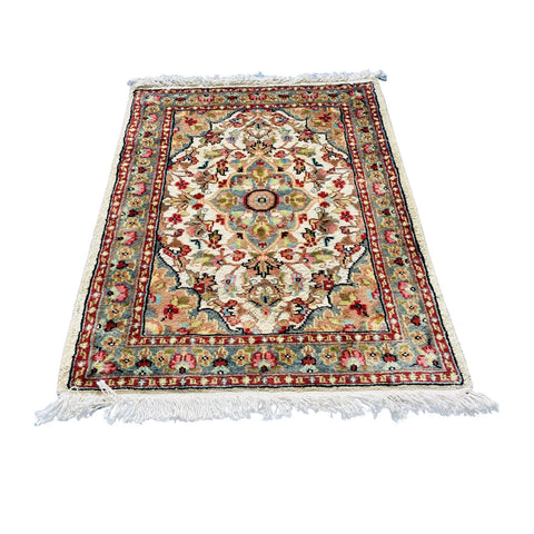 Al Ahmedani Linen Floral Medallion Rectangle Hand Knotted Wonderful Design Area Rug Home Decor Wool Silk Indoor Carpet (2.8 x 2.0)'