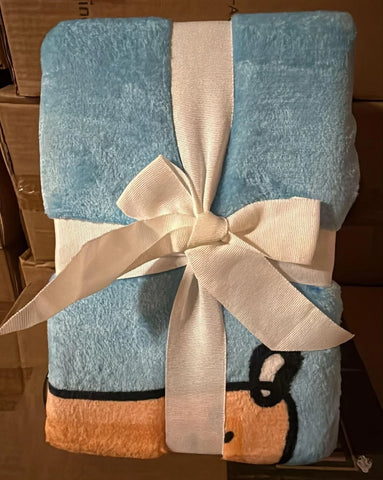 Dog Man Super Soft Plush Blanket Blue and Orange Character Design 62x90 inch