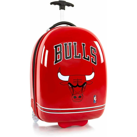 NBA Chicago Bulls Hardside Carry on Wheeled Luggage for Boys - 18 Inch Travel Trolley Suitcase
