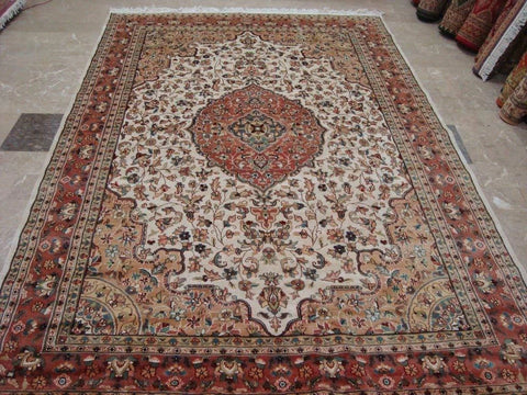 Awesome Aina Medallion Floral Oriental Area Rug Hand Knotted Wool Silk Carpet (9 x 6)'