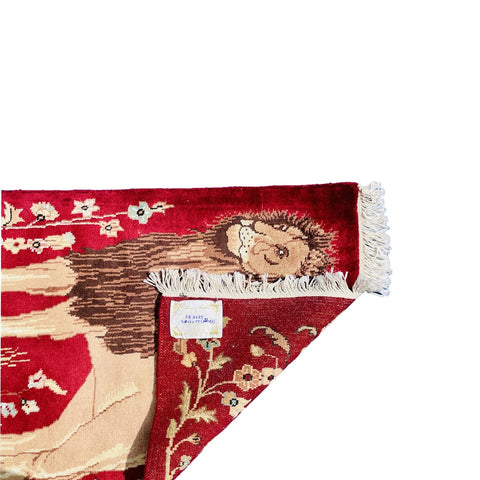 Al Ahmedani Linen Lion Jungle King Rectangle Hand Knotted Wonderful Design Area Rug Home Decor Wool Silk Indoor Carpet (3.0 x 2.0)'