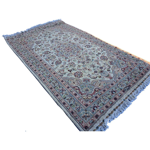 Al Ahmedani Linen Floral Medallion Hand Knotted Area Rug Rectangle Wonderful Design Home Decor Wool Silk Indoor Carpet (5.2 x 3.2)'