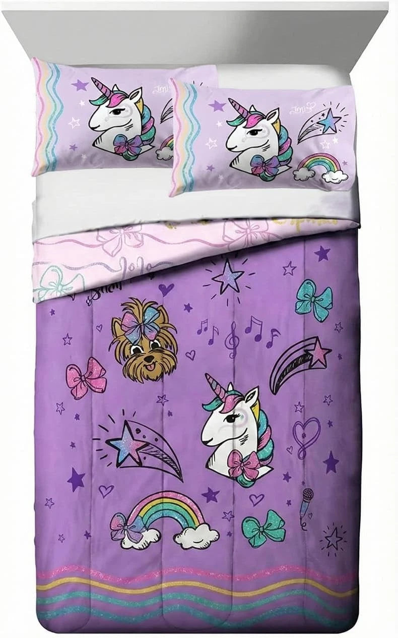 JoJo Siwa Sparkle 5-Piece Full Sheet Set 1 Flat, 1 Fitted sheet & 2 Pillowcase