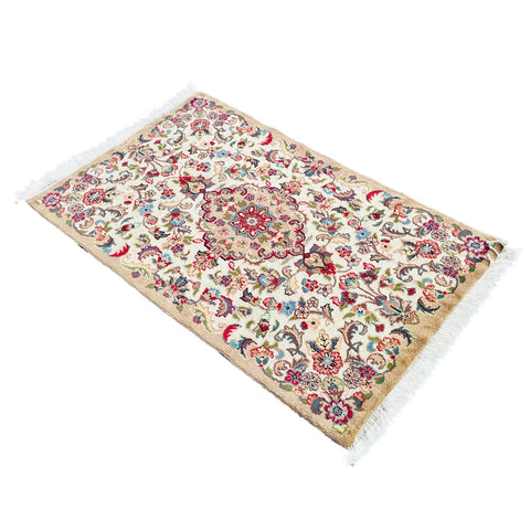 Al Ahmedani Linen Floral Medallion Wonderful Design Rectangle Hand Knotted Area Rug Home Decor Wool Silk Indoor Carpet (4.2 x 2.7)'