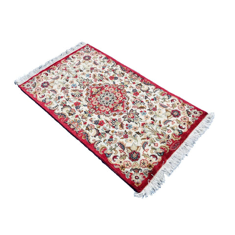 Al Ahmedani Linen Floral Medallion Rectangle Hand Knotted Wonderful Design Home Decor Area Rug Wool Silk Indoor Carpet (4.1 x 2.6)'