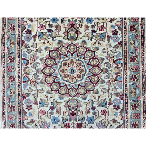 Al Ahmedani Linen Floral Medallion Hand Knotted Area Rug Wonderful Design Rectangle Home Decor Wool Silk Indoor Carpet (5.0 x 3.1)'